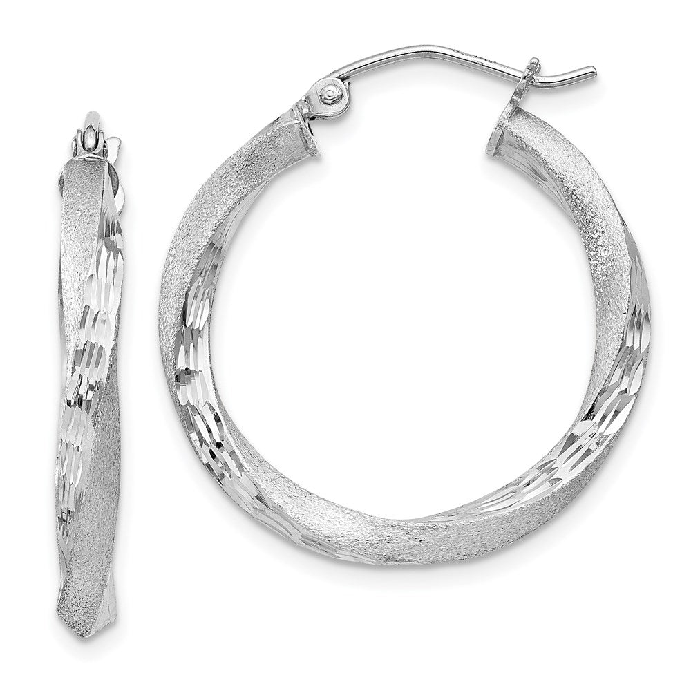 3mm, Sterling Silver, Twisted Round Hoop Earrings, 25mm in Diameter, Item E8944-25 by The Black Bow Jewelry Co.