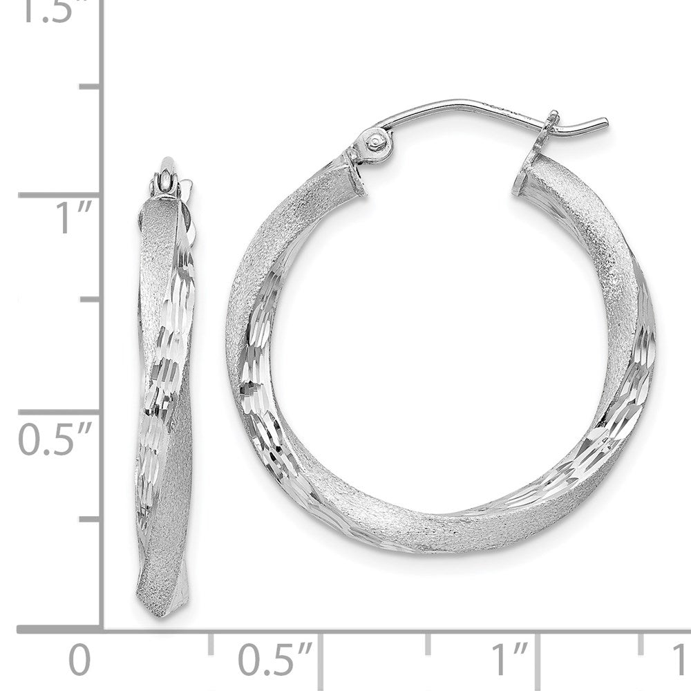 Alternate view of the 3mm, Sterling Silver, Twisted Round Hoop Earrings, 25mm in Diameter by The Black Bow Jewelry Co.