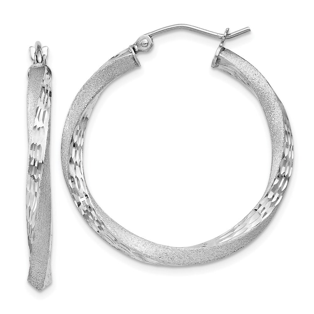 3mm, Sterling Silver, Twisted Round Hoop Earrings, 30mm in Diameter, Item E8945-30 by The Black Bow Jewelry Co.