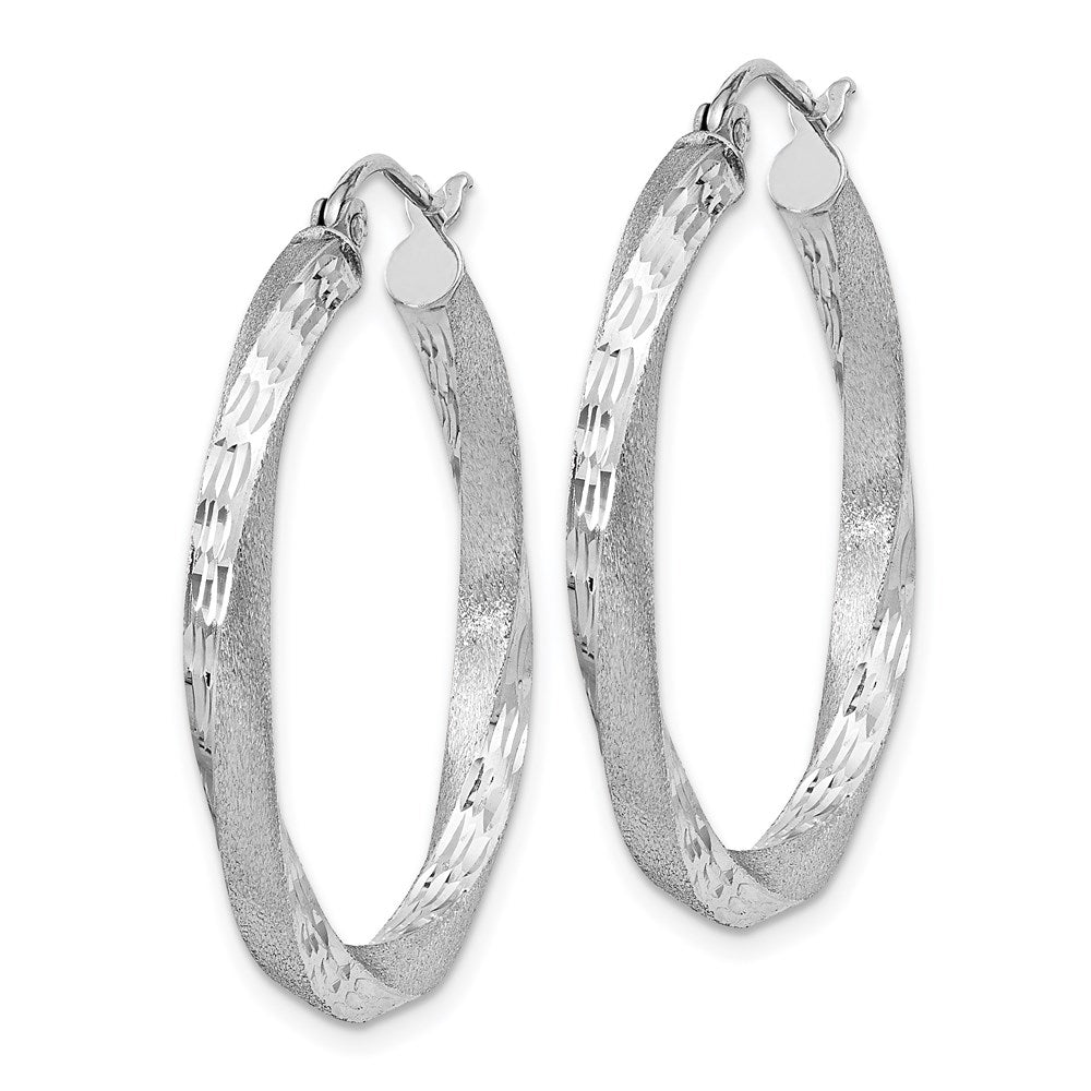 Alternate view of the 3mm, Sterling Silver, Twisted Round Hoop Earrings, 30mm in Diameter by The Black Bow Jewelry Co.
