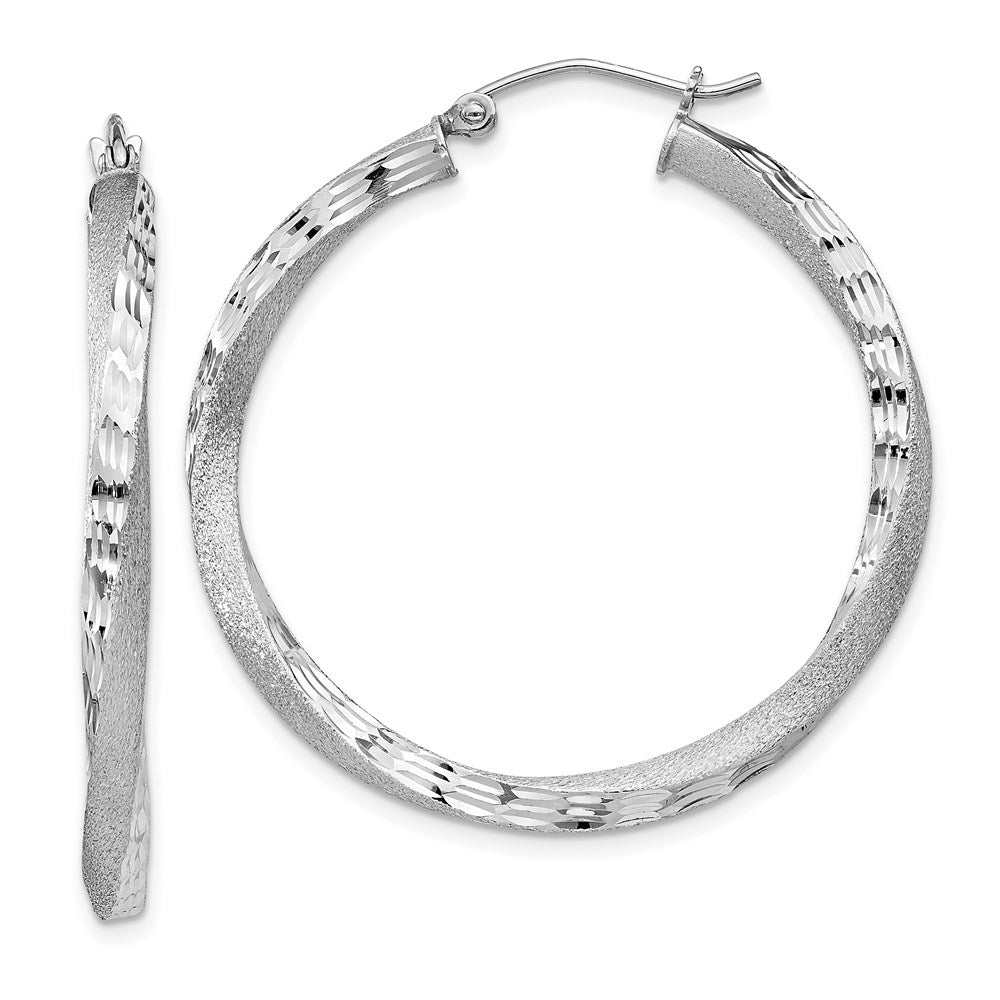 3mm, Sterling Silver, Twisted Round Hoop Earrings, 35mm in Diameter, Item E8945-35 by The Black Bow Jewelry Co.
