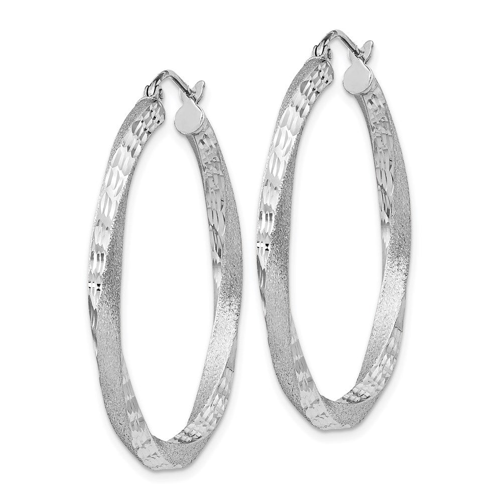 Alternate view of the 3mm, Sterling Silver, Twisted Round Hoop Earrings, 35mm in Diameter by The Black Bow Jewelry Co.