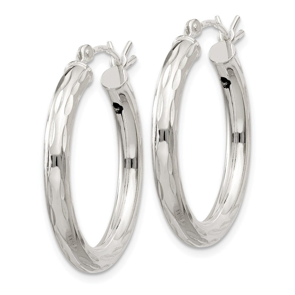 Alternate view of the 3mm, Satin Polished D/C Sterling Silver Hoops - 25mm (1 Inch) by The Black Bow Jewelry Co.