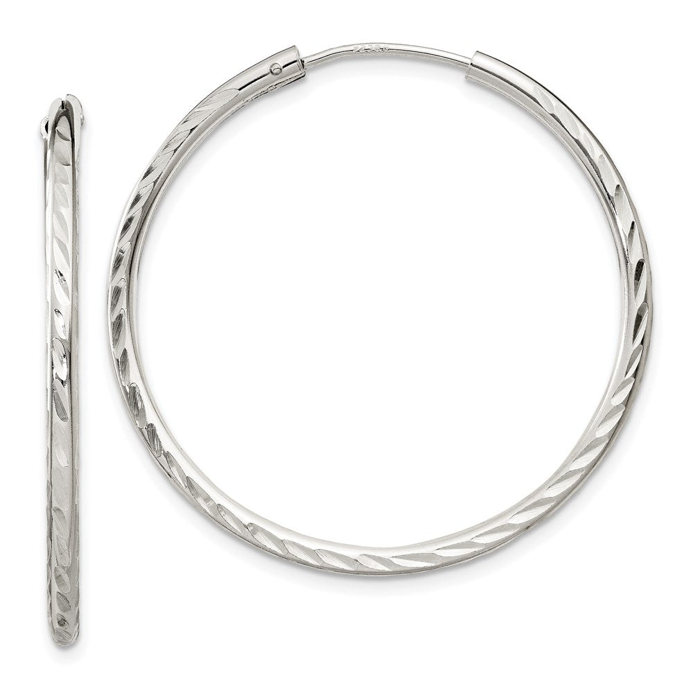 2mm, D/C Sterling Silver, Fine Twist Hoops - 35mm (1 3/8 Inch), Item E8958-35 by The Black Bow Jewelry Co.