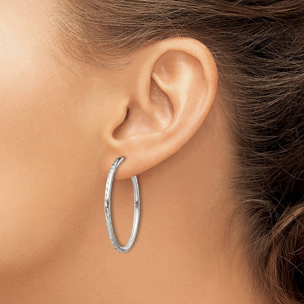Alternate view of the 2mm, D/C Sterling Silver, Fine Twist Hoops - 35mm (1 3/8 Inch) by The Black Bow Jewelry Co.