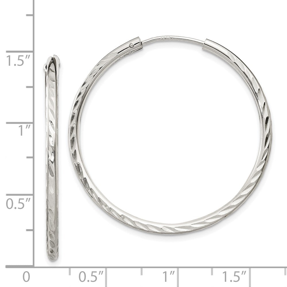 Alternate view of the 2mm, D/C Sterling Silver, Fine Twist Hoops - 35mm (1 3/8 Inch) by The Black Bow Jewelry Co.