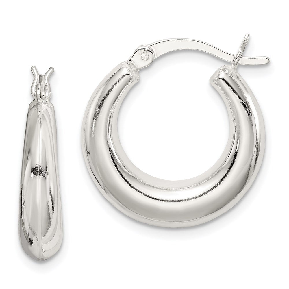 Sterling Silver Round Puffed Creole Hoop Earrings - 20mm (3/4 Inch), Item E8965 by The Black Bow Jewelry Co.