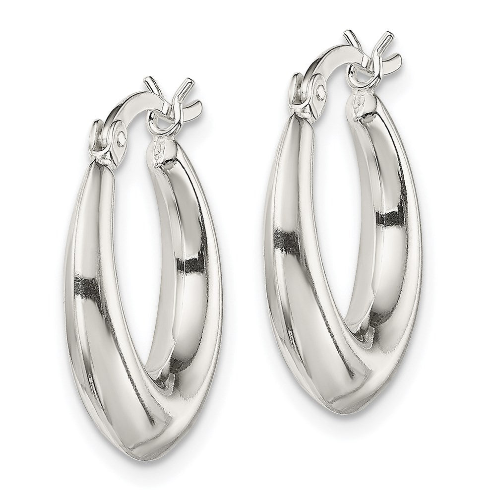 Alternate view of the Sterling Silver Round Puffed Creole Hoop Earrings - 20mm (3/4 Inch) by The Black Bow Jewelry Co.