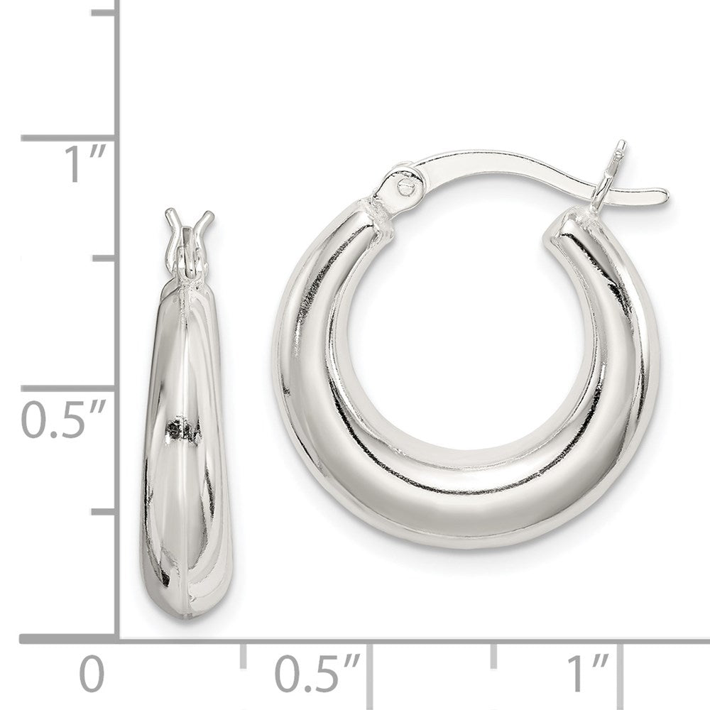 Alternate view of the Sterling Silver Round Puffed Creole Hoop Earrings - 20mm (3/4 Inch) by The Black Bow Jewelry Co.