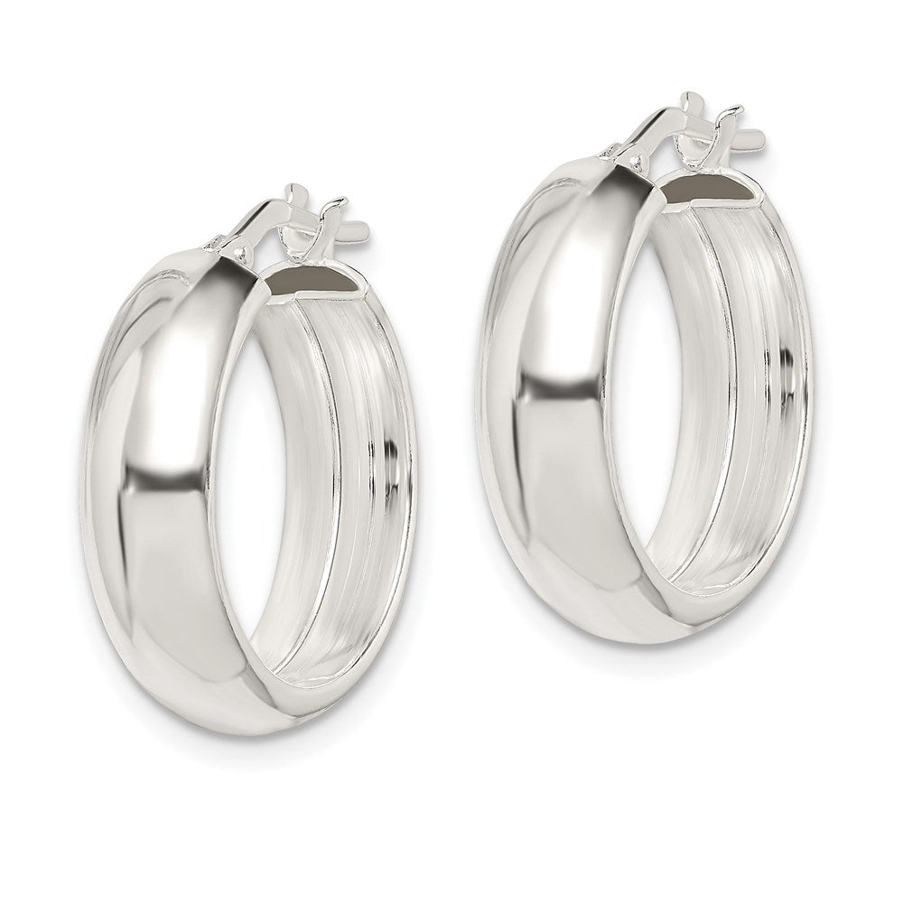 Alternate view of the 6mm, Domed Round Hoop Earrings in Sterling Silver - 20mm (3/4 Inch) by The Black Bow Jewelry Co.