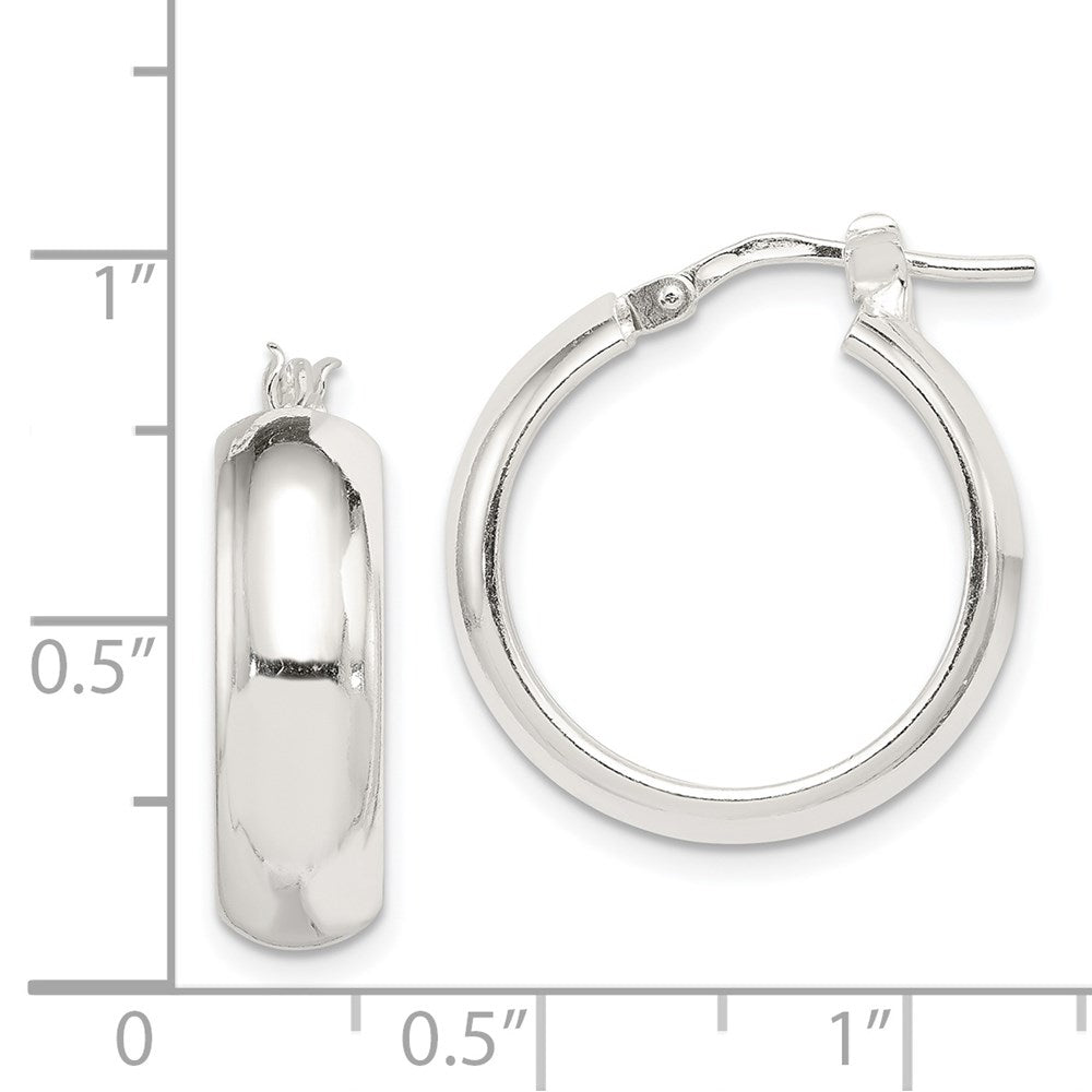 Alternate view of the 6mm, Domed Round Hoop Earrings in Sterling Silver - 20mm (3/4 Inch) by The Black Bow Jewelry Co.