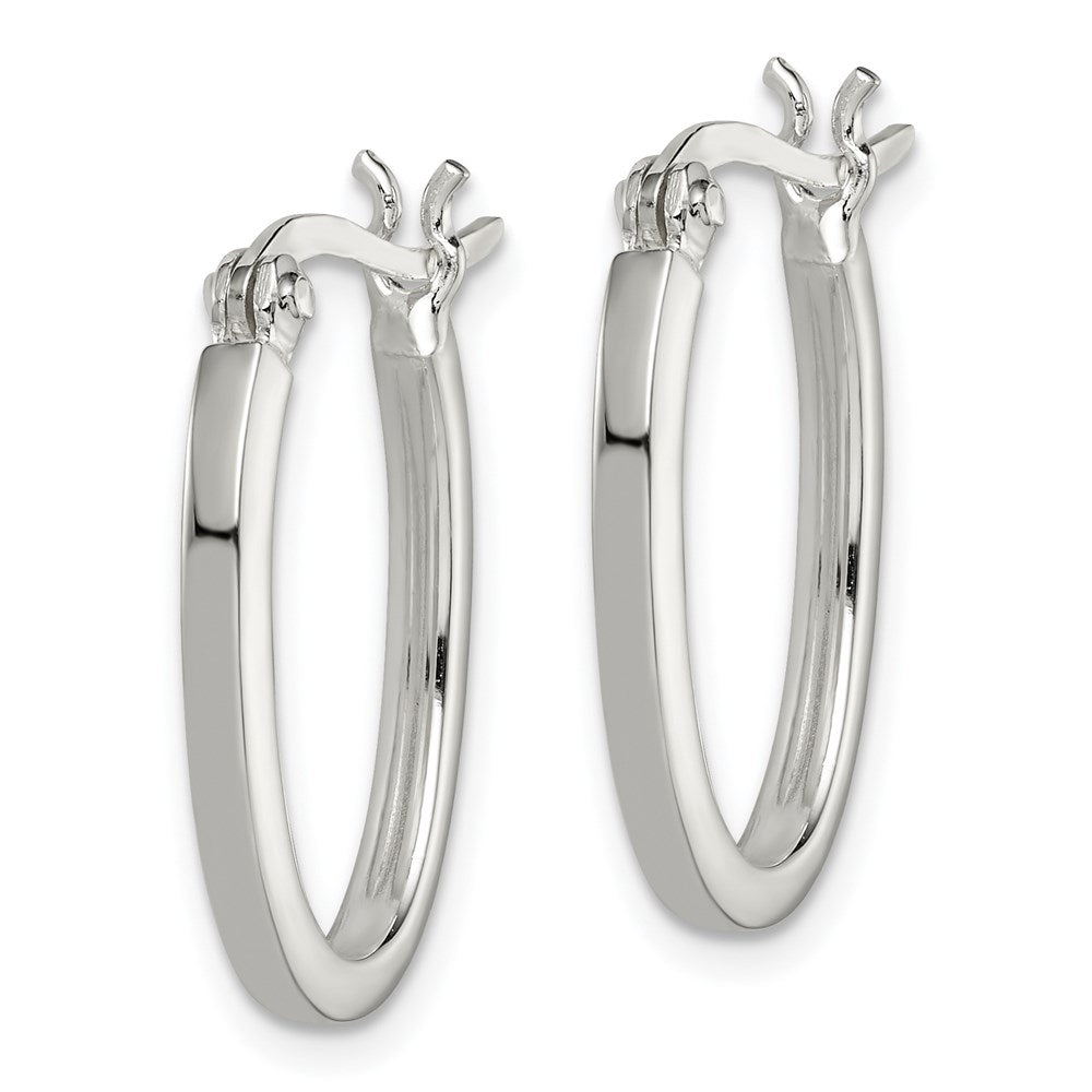 Alternate view of the 2mm, Sterling Silver, Flat Oval Hoop Earrings - 20mm (3/4 Inch) by The Black Bow Jewelry Co.