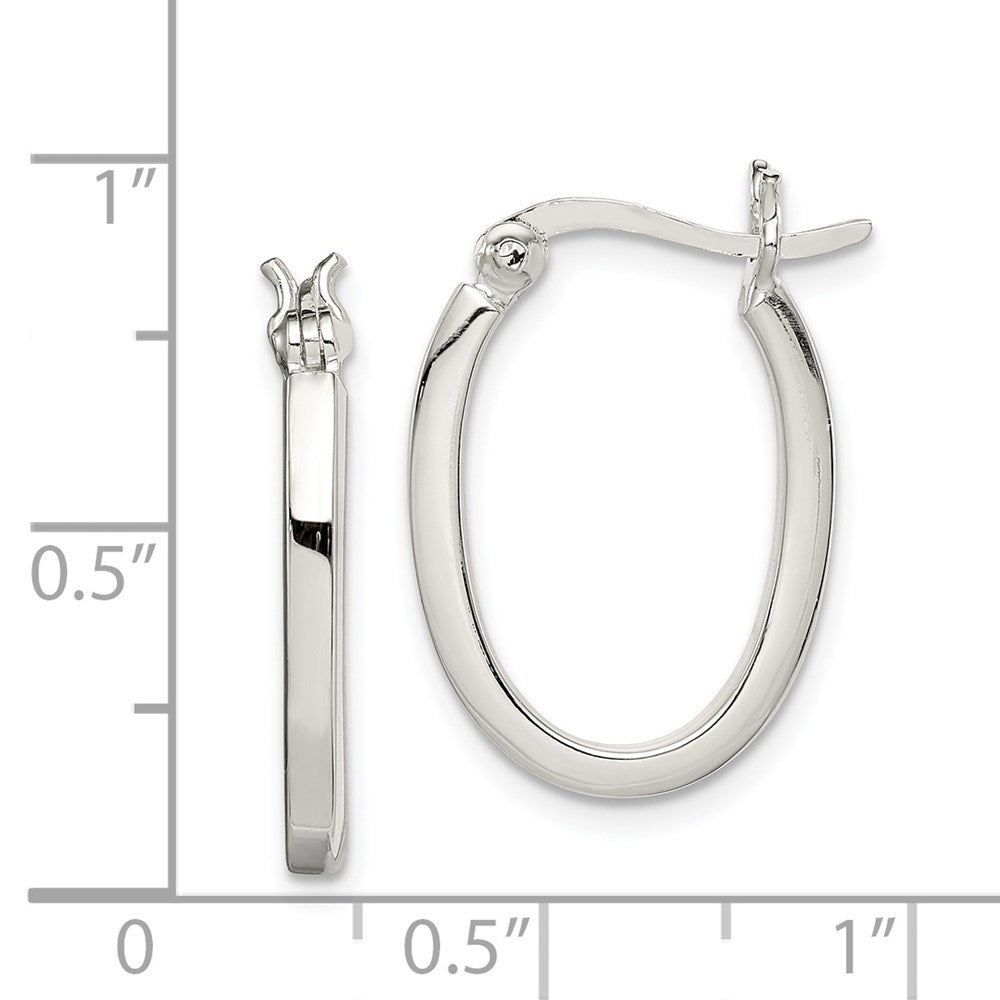 2mm, Sterling Silver, Flat Oval Hoop Earrings - 20mm (3/4 Inch) - The ...
