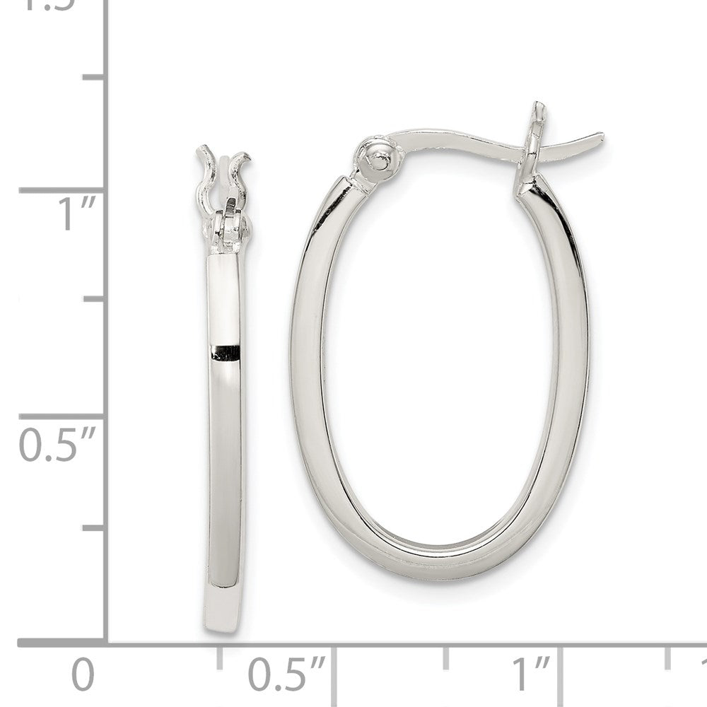 2mm, Sterling Silver, Flat Oval Hoop Earrings - 25mm (1 Inch) - The ...