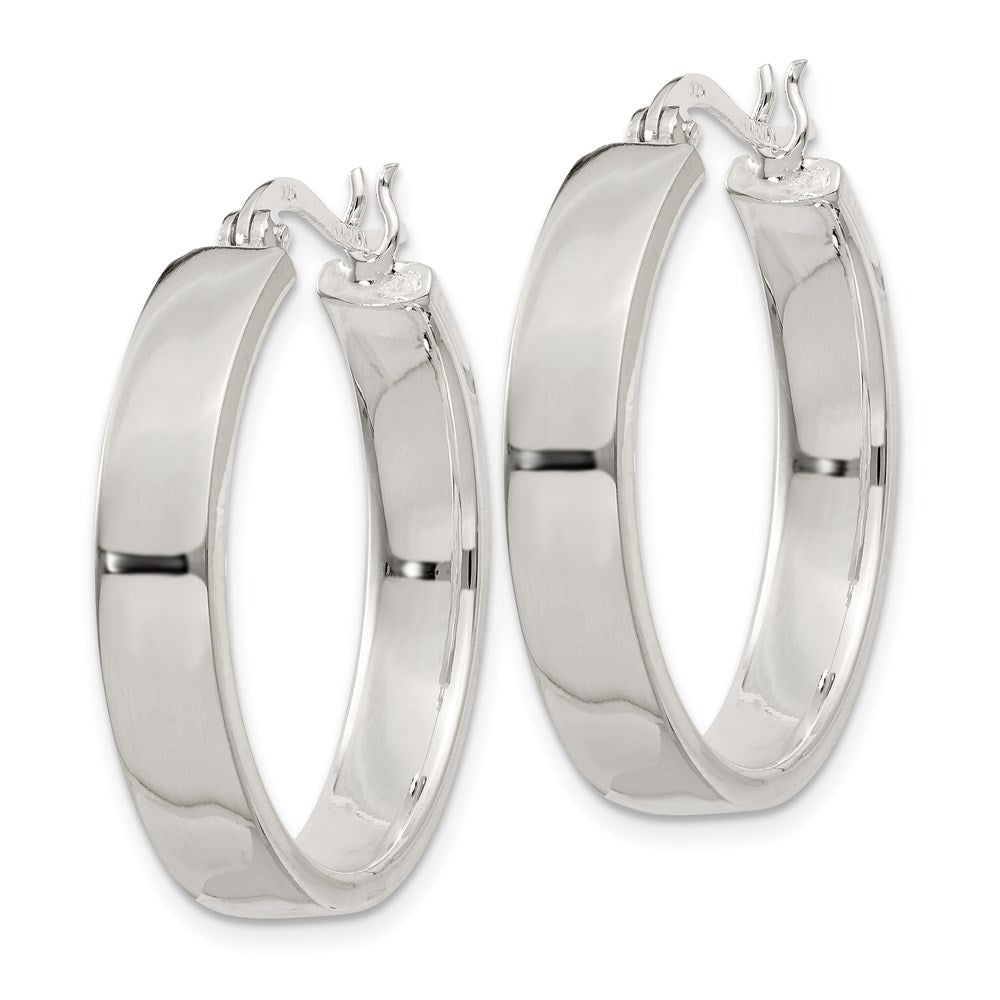 Alternate view of the 5mm, Sterling Silver Polished Round Hoop Earrings - 25mm (1 Inch) by The Black Bow Jewelry Co.