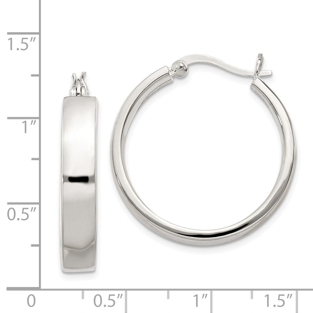 Alternate view of the 5mm, Sterling Silver Polished Round Hoop Earrings - 25mm (1 Inch) by The Black Bow Jewelry Co.