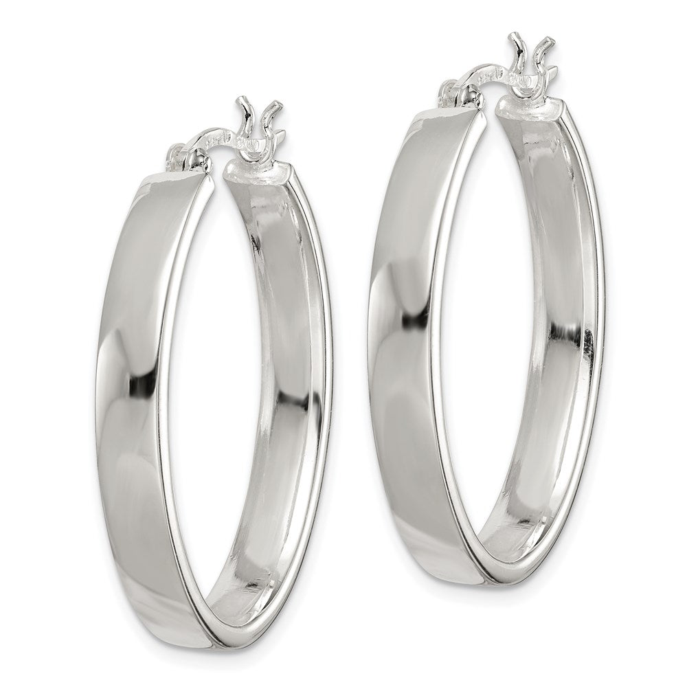 Alternate view of the 5mm, Sterling Silver, Polished Oval Hoops - 1 1/4 Inch by The Black Bow Jewelry Co.