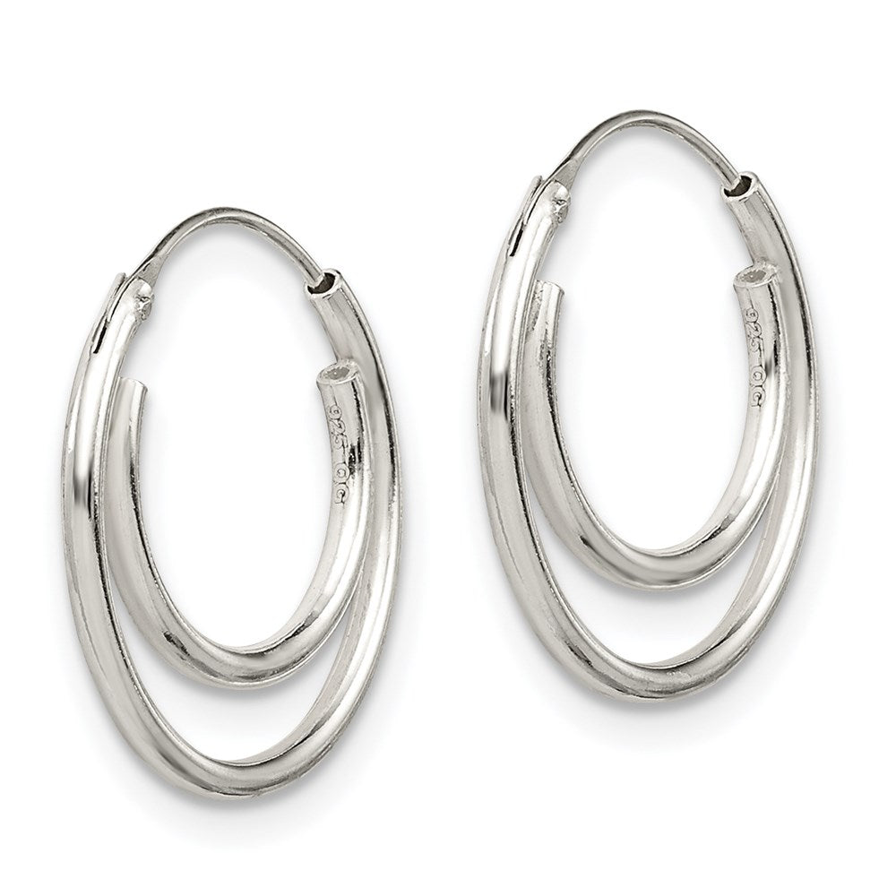 Alternate view of the Sterling Silver, Endless Double Hoop Earrings - 17mm (5/8 Inch) by The Black Bow Jewelry Co.