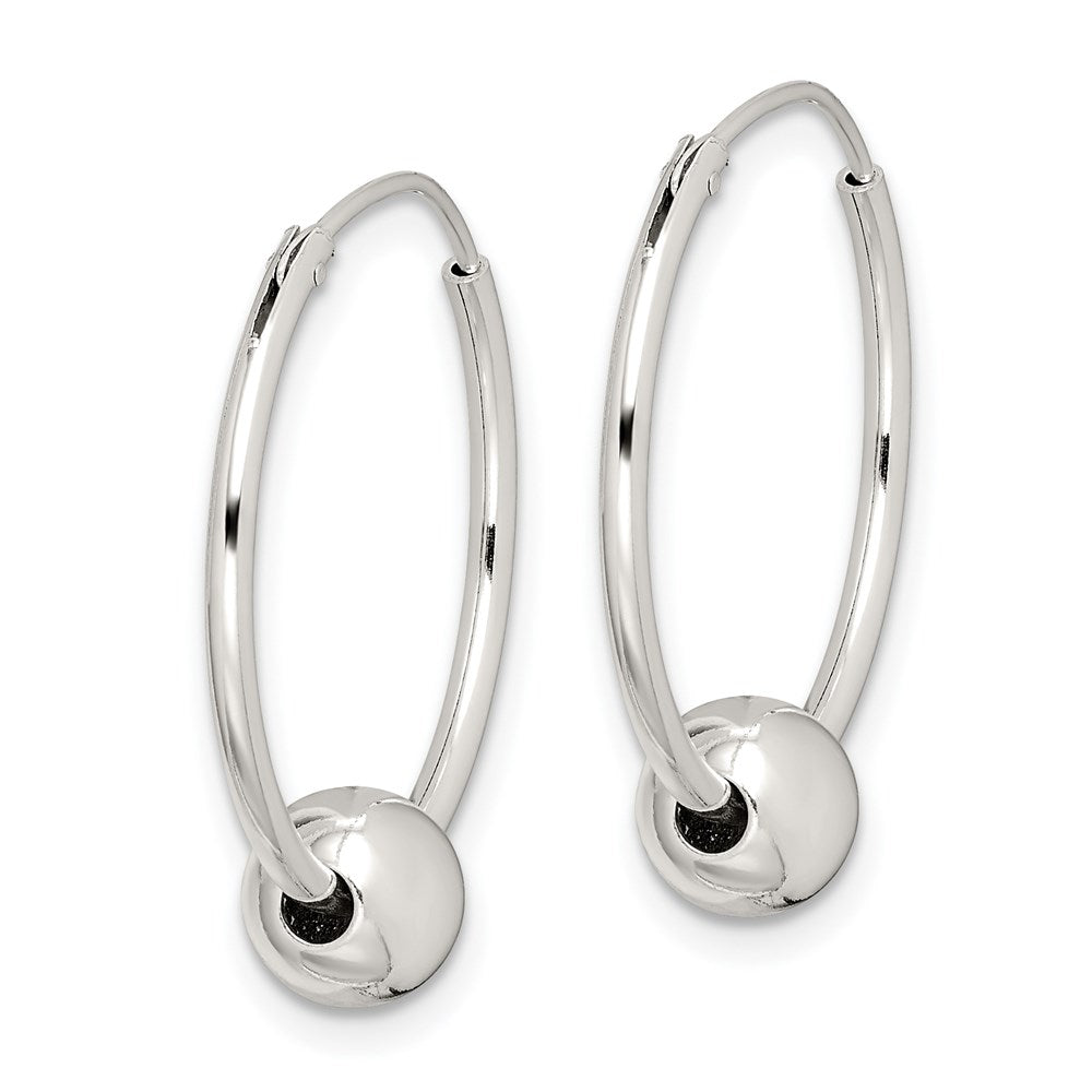 Alternate view of the Sterling Silver, Endless Hoop Bead Earrings - 20mm (3/4 Inch) by The Black Bow Jewelry Co.