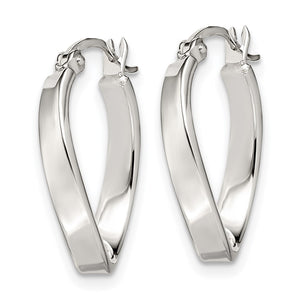 Twisted Oval Hoop Earrings in Sterling Silver - 20mm (3/4 Inch