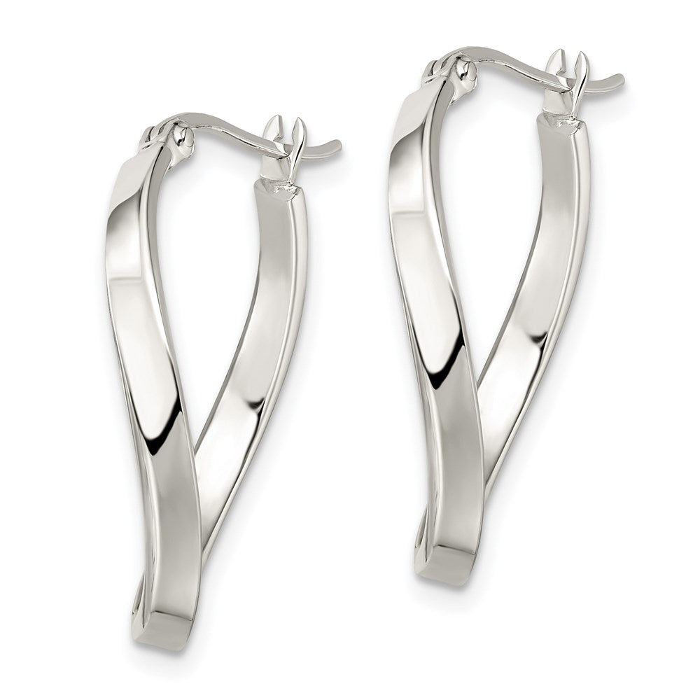 Alternate view of the Twisted Oval Hoop Earrings in Sterling Silver - 27mm (1 1/16 Inch) by The Black Bow Jewelry Co.