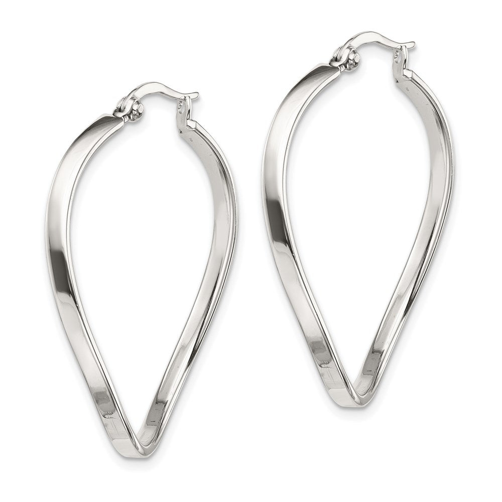 Alternate view of the Twisted Oval Hoop Earrings in Sterling Silver - 40mm (1 1/2 Inch) by The Black Bow Jewelry Co.