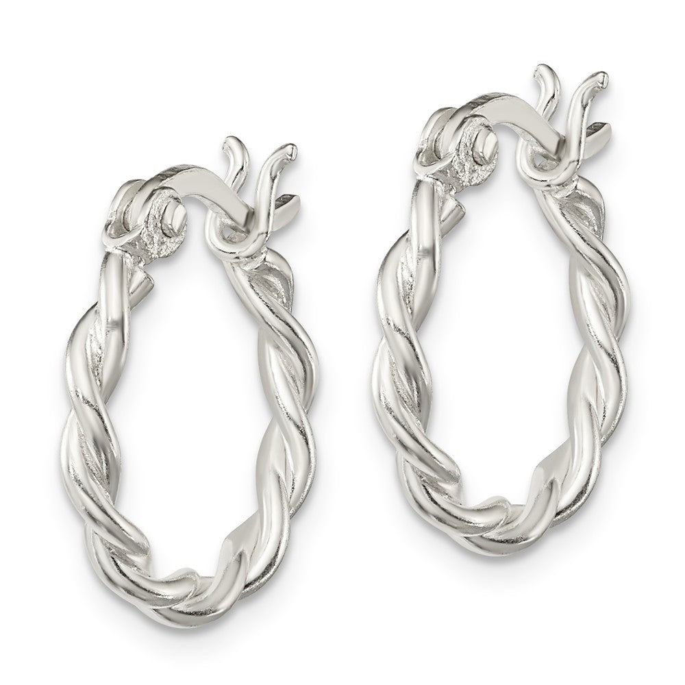 Alternate view of the Twisted Double Round Hoop Earrings in Sterling Silver, 17mm (5/8 In) by The Black Bow Jewelry Co.