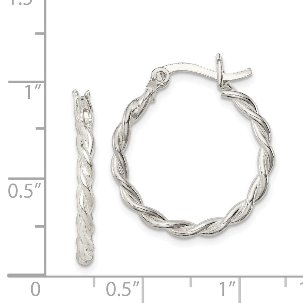 Alternate view of the Twisted Double Round Hoop Earrings in Sterling Silver, 20mm (3/4 In) by The Black Bow Jewelry Co.