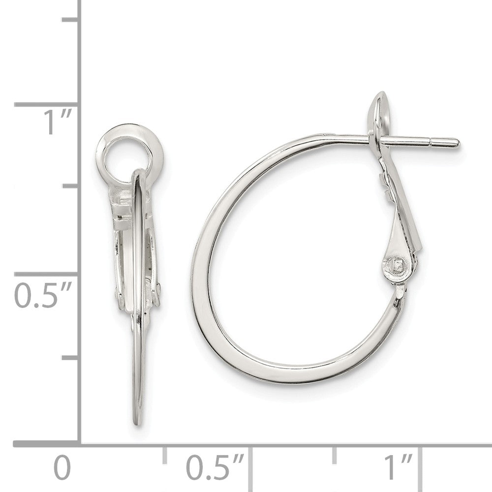 Alternate view of the Sterling Silver Flat Oval Hoop Omega Back Earrings, 22mm (7/8 Inch) by The Black Bow Jewelry Co.