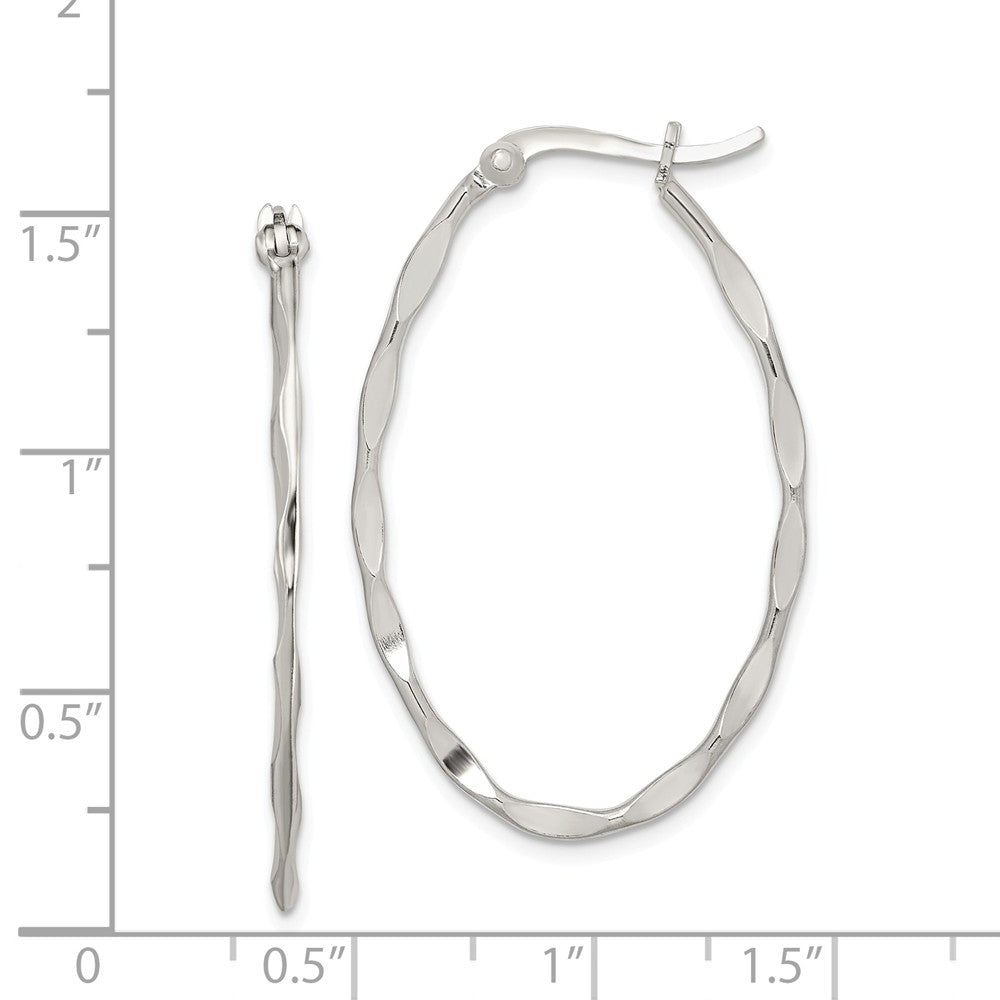 Alternate view of the Twisted Oval Hoop Earrings in Sterling Silver - 37mm (1 7/16 Inch) by The Black Bow Jewelry Co.