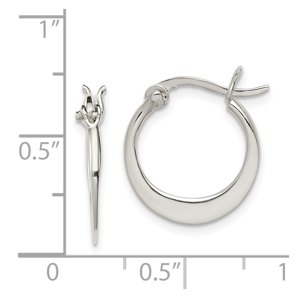 Alternate view of the Flat Round Crescent Hoop Earrings in Sterling Silver - 17mm (5/8 Inch) by The Black Bow Jewelry Co.