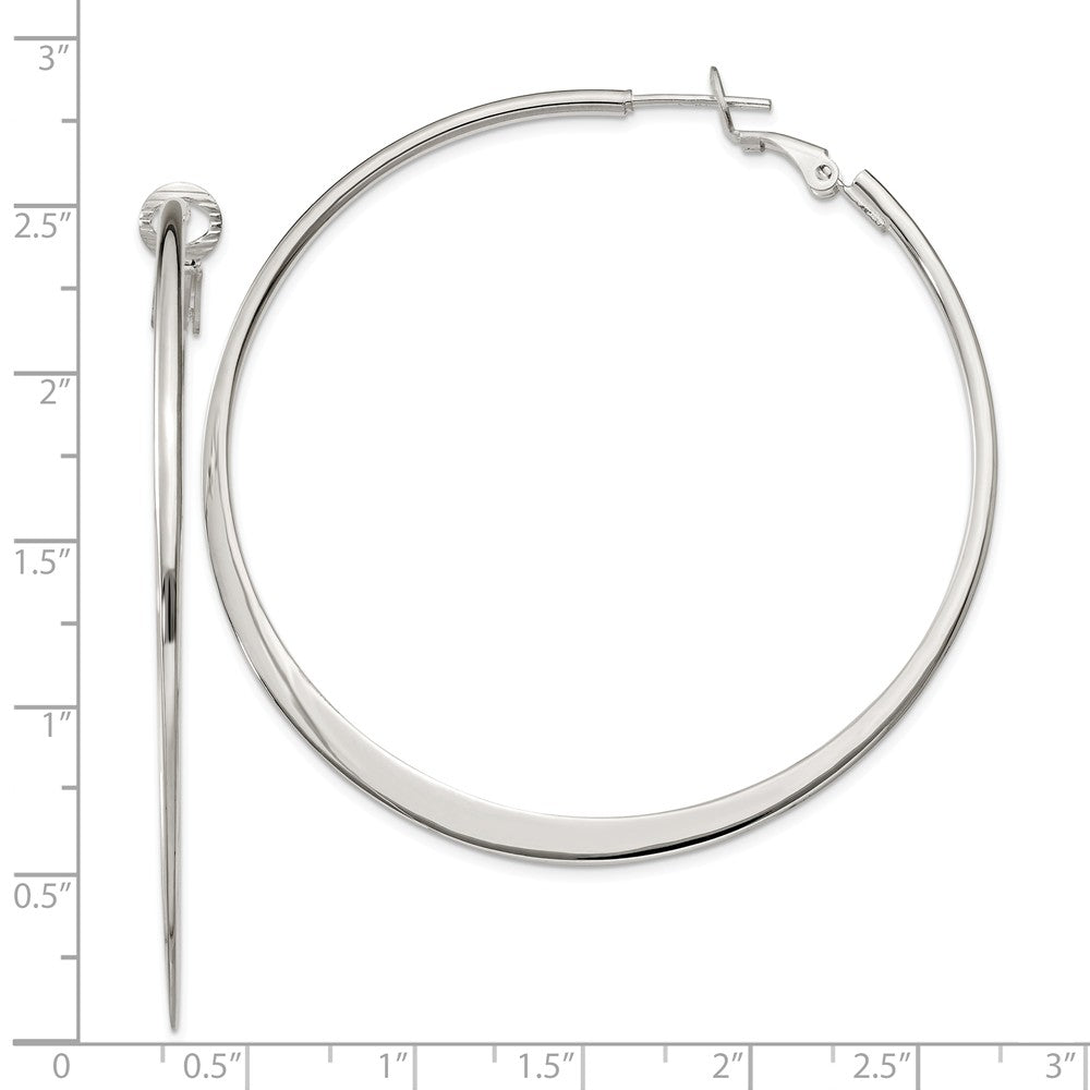 Alternate view of the Extra Large Round Hoop Earrings in Sterling Silver - 57mm (2-1/4 Inch) by The Black Bow Jewelry Co.