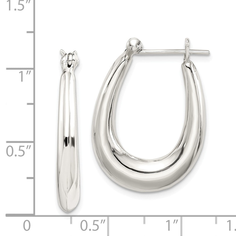 Alternate view of the Elegantly Polished Puffed Oval Hoop Earrings in Sterling Silver - 1 in by The Black Bow Jewelry Co.
