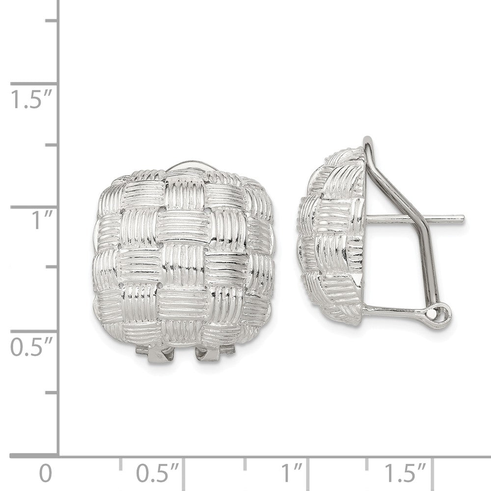 Alternate view of the Sterling Silver Square Basket Weave Button Earrings by The Black Bow Jewelry Co.