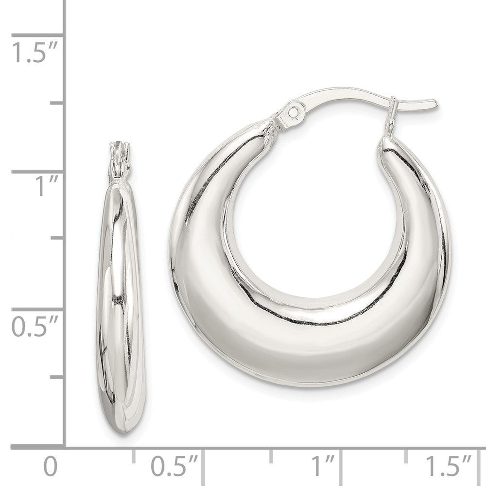 Alternate view of the Puffed Round Hoop Earrings in Sterling Silver - 25mm (1 in) by The Black Bow Jewelry Co.