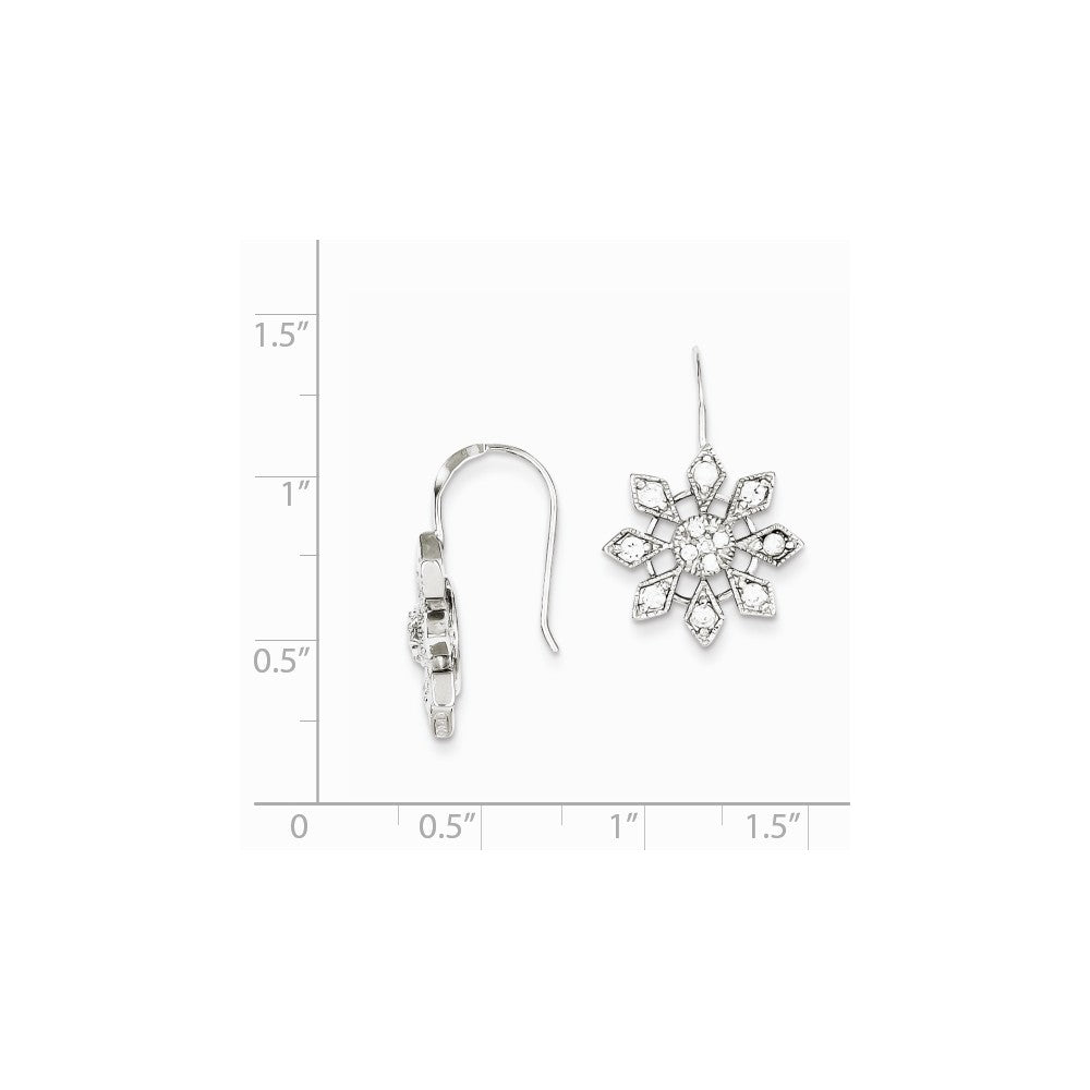 Alternate view of the Sterling Silver Cubic Zirconia Snowflake Earrings by The Black Bow Jewelry Co.