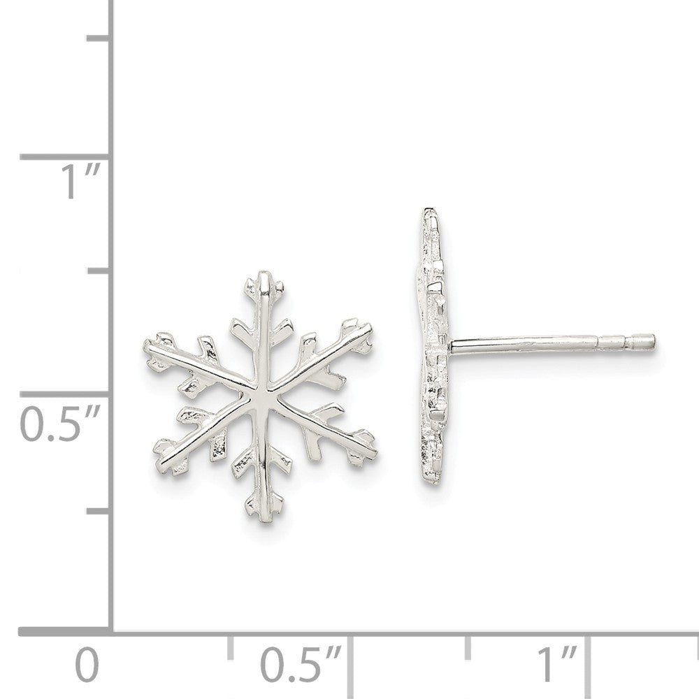 Alternate view of the Sterling Silver Snowflake Post Earrings by The Black Bow Jewelry Co.