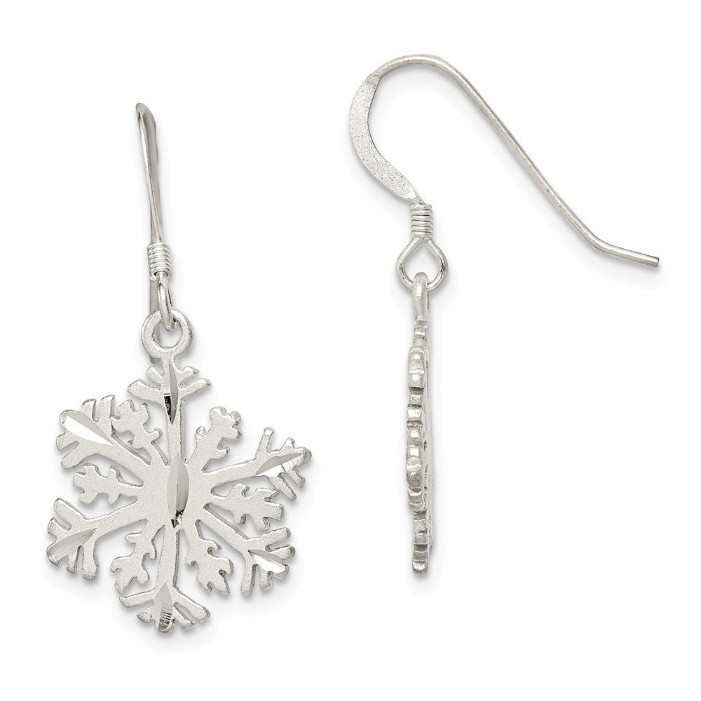 Sterling Silver Satin Snowflake Earrings, Item E9124 by The Black Bow Jewelry Co.