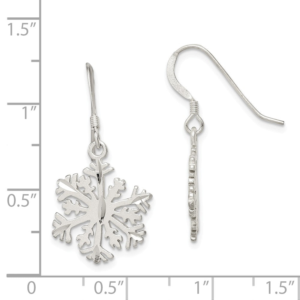 Alternate view of the Sterling Silver Satin Snowflake Earrings by The Black Bow Jewelry Co.