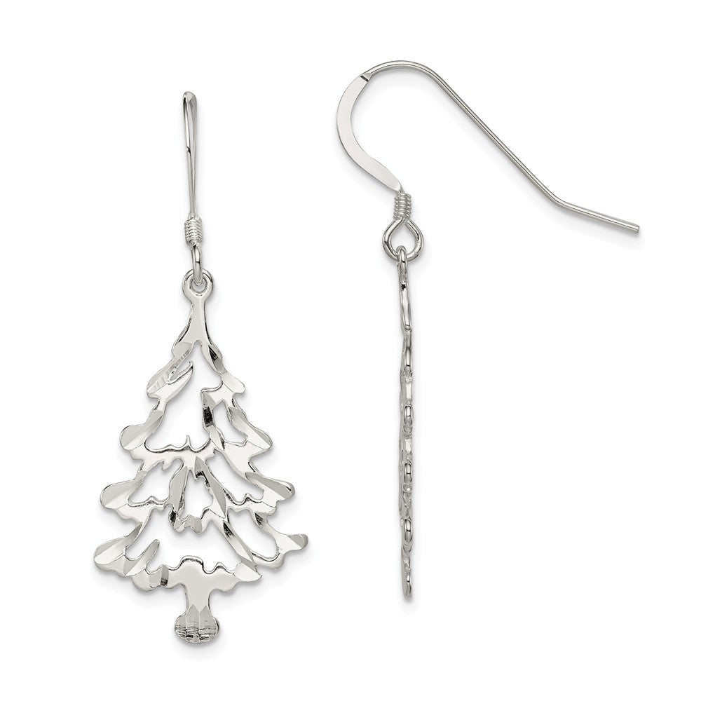 Sterling Silver Christmas Tree Earrings, Item E9129 by The Black Bow Jewelry Co.