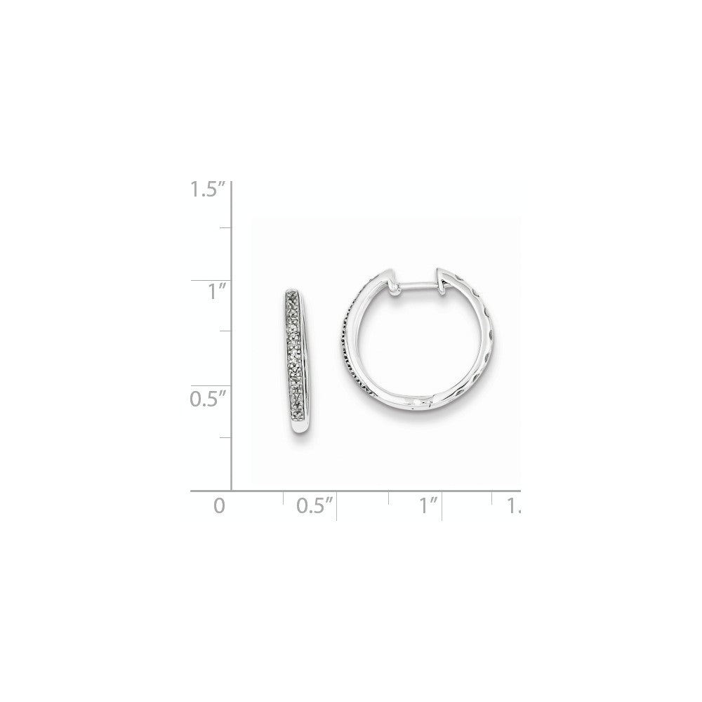 Alternate view of the 1/10 Carat Diamond Round Hoop Hinged Earrings in Sterling Silver, 18mm by The Black Bow Jewelry Co.