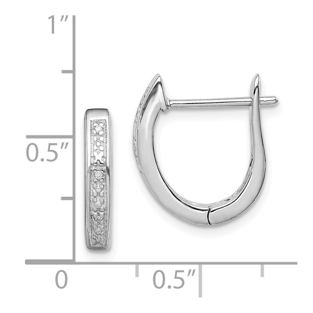 Alternate view of the Sterling Silver, .02 Cttw Diamond Hinged Oval Hoop Earrings, 15mm by The Black Bow Jewelry Co.