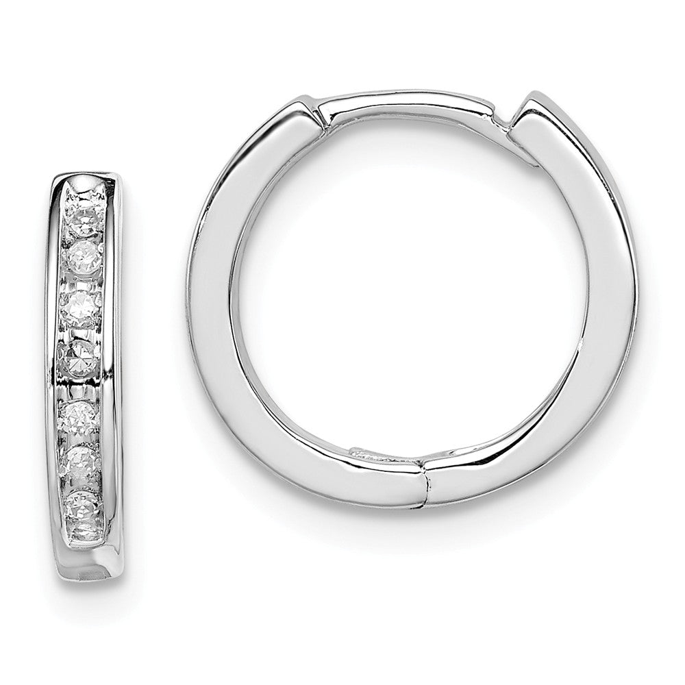 1/10 Carat Diamond Huggie Round Hoop Earrings in Sterling Silver, 13mm, Item E9366 by The Black Bow Jewelry Co.