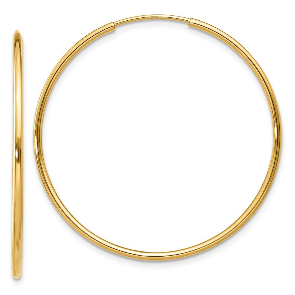 1.25mm, 14k Yellow Gold Endless Hoop Earrings, 32mm (1 1/4 Inch), Item E9374-32 by The Black Bow Jewelry Co.