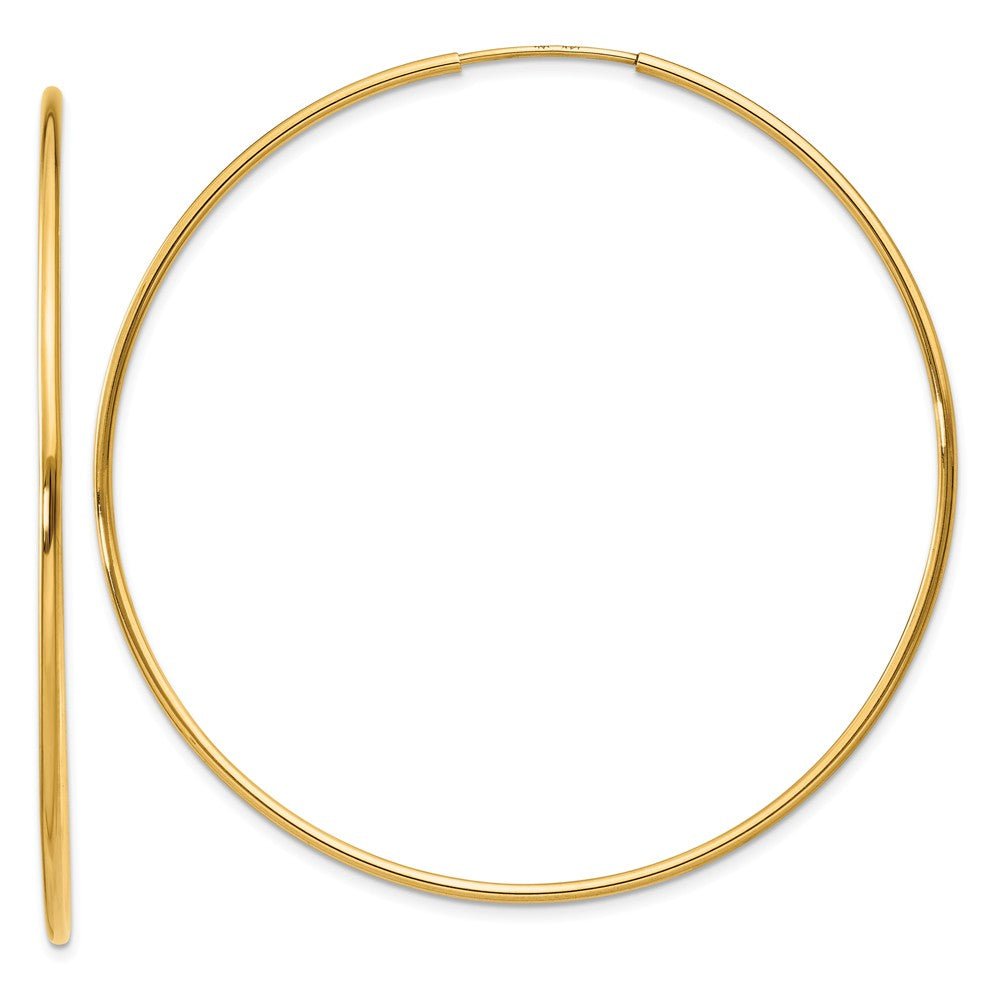 1.25mm, 14k Yellow Gold Endless Hoop Earrings, 54mm (2 1/8 Inch), Item E9375-54 by The Black Bow Jewelry Co.