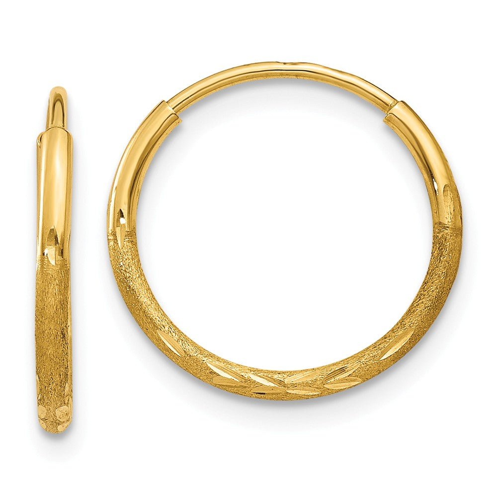 1.25mm, 14k Gold, Diamond-cut Endless Hoops, 13mm (1/2 Inch), Item E9376-13 by The Black Bow Jewelry Co.