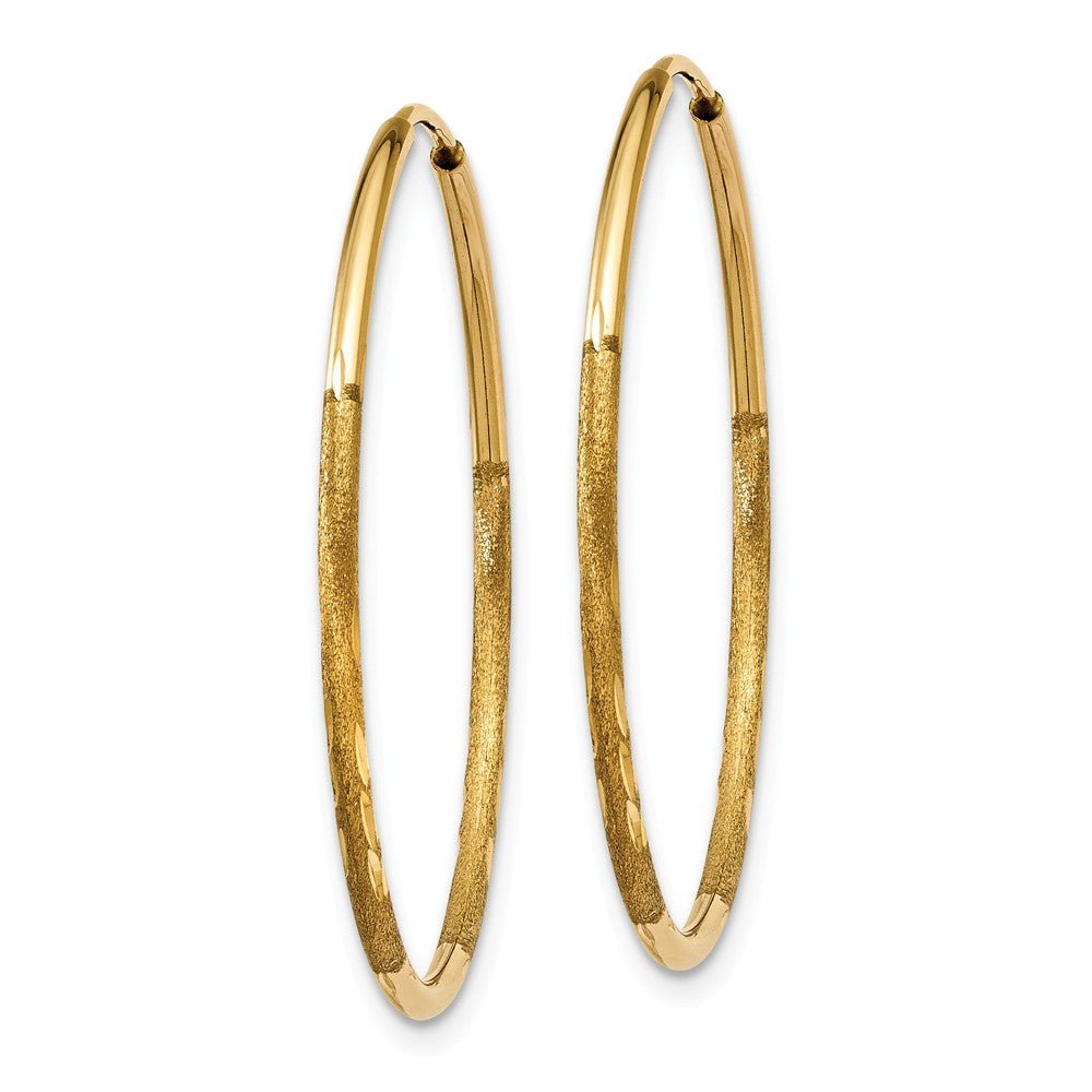 Alternate view of the 1.25mm, 14k Gold, Diamond-cut Endless Hoops, 28mm (1 1/10 Inch) by The Black Bow Jewelry Co.