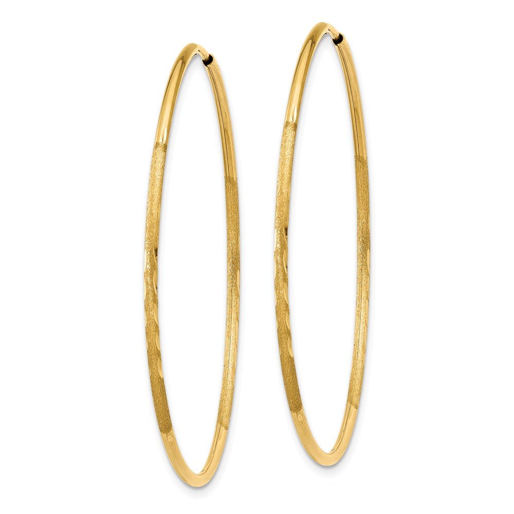 Alternate view of the 1.25mm, 14k Gold, Diamond-cut Endless Hoops, 42mm (1 5/8 Inch) by The Black Bow Jewelry Co.