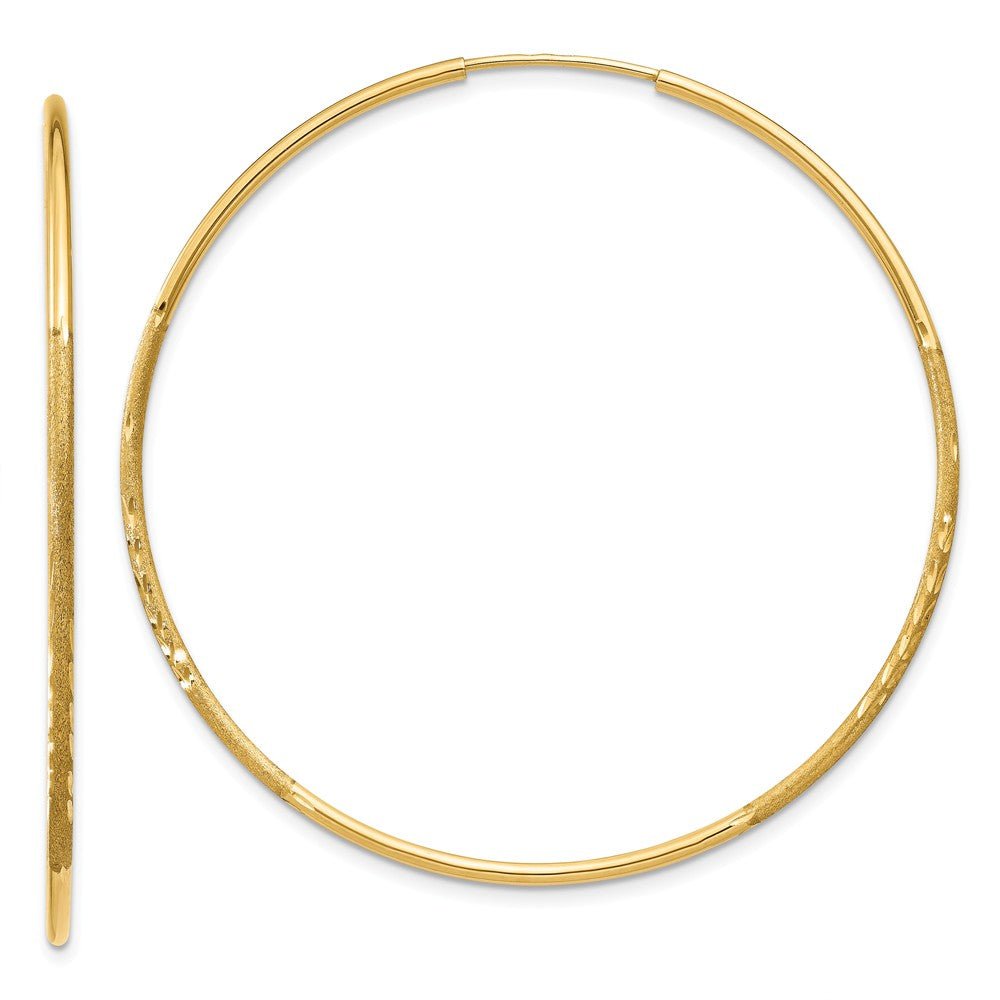 1.25mm, 14k Gold, Diamond-cut Endless Hoops, 48mm (1 13/16 Inch), Item E9378-48 by The Black Bow Jewelry Co.