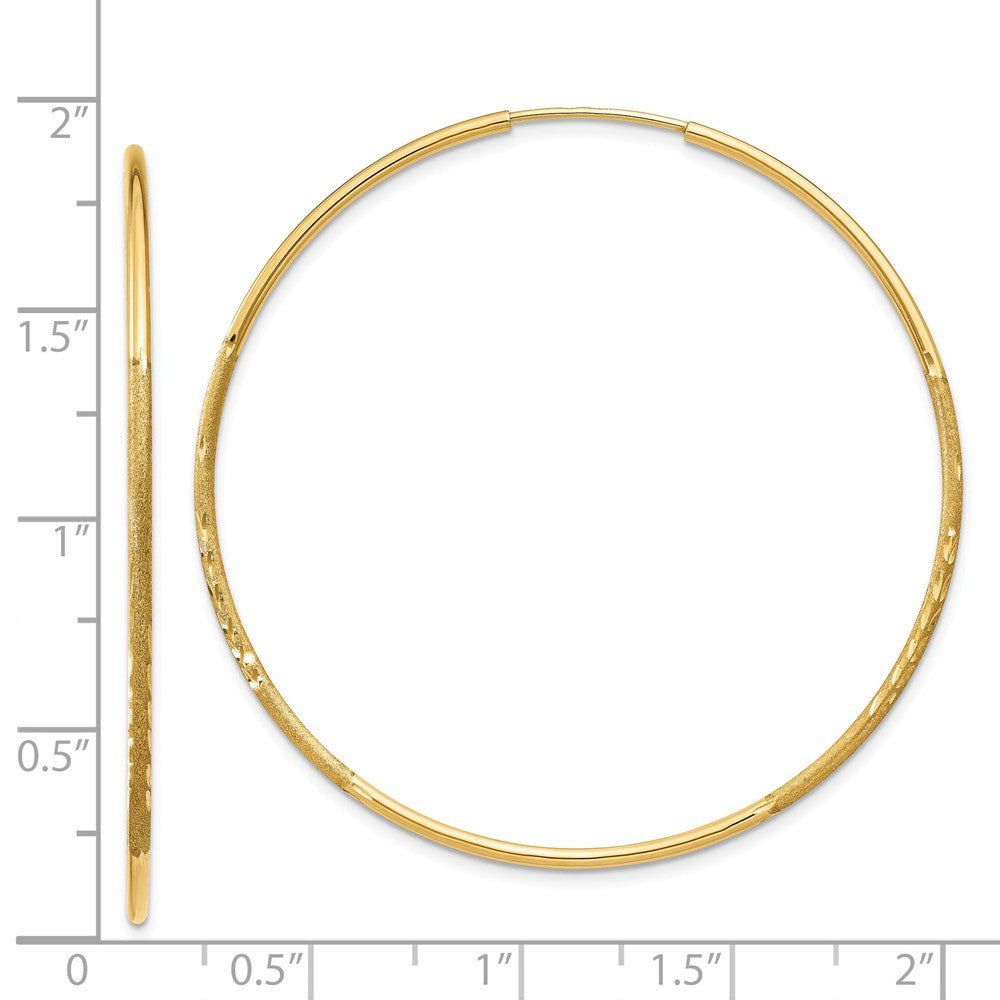 Alternate view of the 1.25mm, 14k Gold, Diamond-cut Endless Hoops, 48mm (1 13/16 Inch) by The Black Bow Jewelry Co.